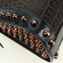 FENDI Zucchino Canvas Hand Bag Brown Silver Auth 179058V-17