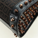 FENDI Zucchino Canvas Hand Bag Brown Silver Auth 179058V-18