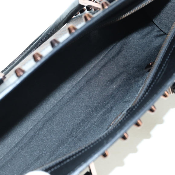 FENDI Zucchino Canvas Hand Bag Brown Silver Auth 179058V
