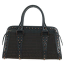 FENDI Zucchino Canvas Hand Bag Brown Silver Auth 179058V-13