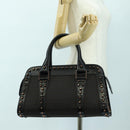 FENDI Zucchino Canvas Hand Bag Brown Silver Auth 179058V-24