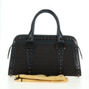 FENDI Zucchino Canvas Hand Bag Brown Silver Auth 179058V-12