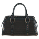 FENDI Zucchino Canvas Hand Bag Brown Silver Auth 179058V-2