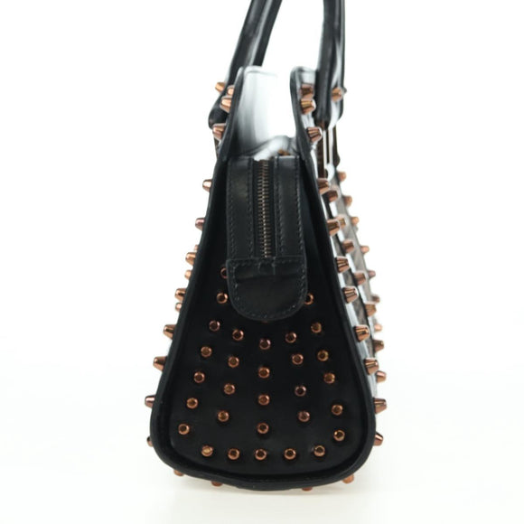 FENDI Zucchino Canvas Hand Bag Brown Silver Auth 179058V