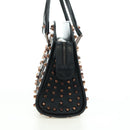 FENDI Zucchino Canvas Hand Bag Brown Silver Auth 179058V-4