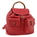 GUCCI Bamboo Backpack Leather Red Gold 003 2058 0016 Auth 179059A-1
