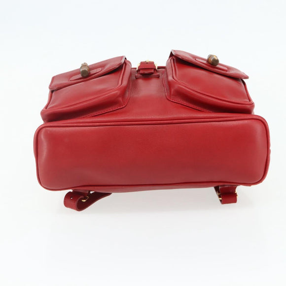 GUCCI Bamboo Backpack Leather Red Gold 003 2058 0016 Auth 179059A
