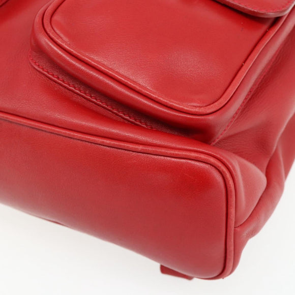 GUCCI Bamboo Backpack Leather Red Gold 003 2058 0016 Auth 179059A