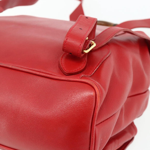 GUCCI Bamboo Backpack Leather Red Gold 003 2058 0016 Auth 179059A