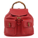 GUCCI Bamboo Backpack Leather Red Gold 003 2058 0016 Auth 179059A-13