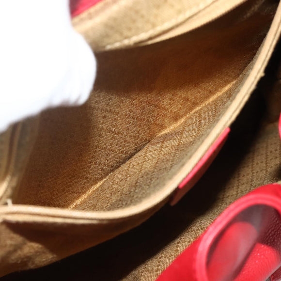 GUCCI Bamboo Backpack Leather Red Gold 003 2058 0016 Auth 179059A