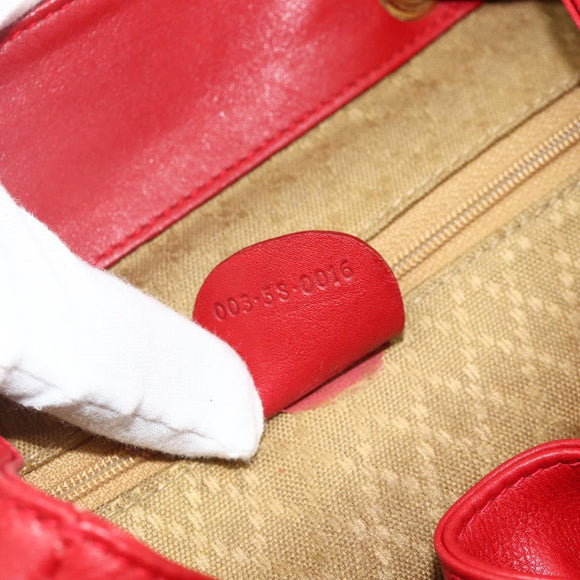 GUCCI Bamboo Backpack Leather Red Gold 003 2058 0016 Auth 179059A