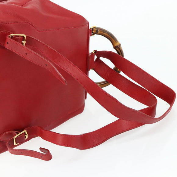 GUCCI Bamboo Backpack Leather Red Gold 003 2058 0016 Auth 179059A
