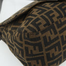 FENDI Zucca Canvas Mamma Baguette Shoulder Bag Black Brown Auth 179060V-15