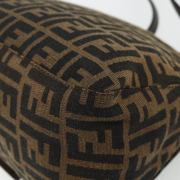 FENDI Zucca Canvas Mamma Baguette Shoulder Bag Black Brown Auth 179060V