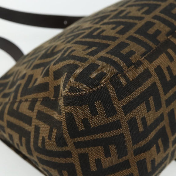 FENDI Zucca Canvas Mamma Baguette Shoulder Bag Black Brown Auth 179060V