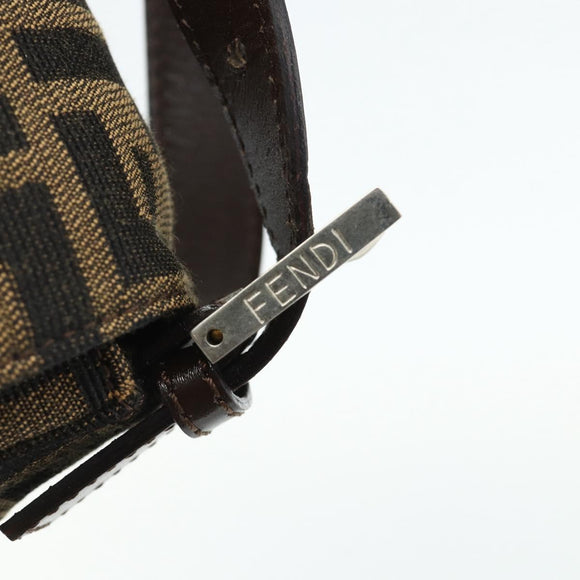 FENDI Zucca Canvas Mamma Baguette Shoulder Bag Black Brown Auth 179060V