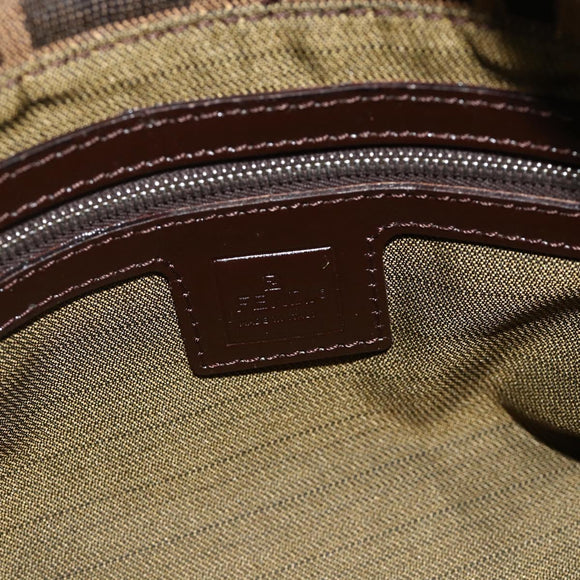 FENDI Zucca Canvas Mamma Baguette Shoulder Bag Black Brown Auth 179060V