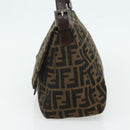 FENDI Zucca Canvas Mamma Baguette Shoulder Bag Black Brown Auth 179060V-4