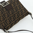 FENDI Zucca Canvas Mamma Baguette Shoulder Bag Black Brown Auth 179060V-6