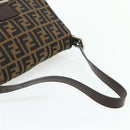 FENDI Zucca Canvas Mamma Baguette Shoulder Bag Black Brown Auth 179060V-7