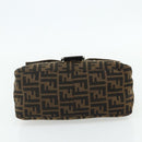 FENDI Zucca Canvas Mamma Baguette Shoulder Bag Black Brown Auth 179060V-5