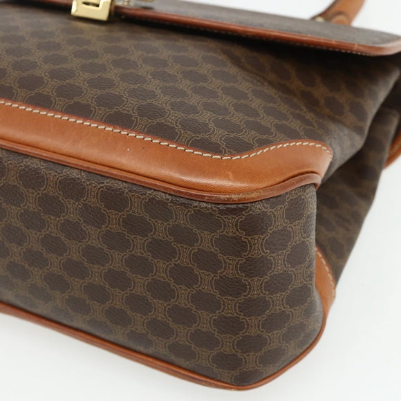 CELINE Macadam Canvas Hand Bag PVC Leather Gold Brown Auth 179062