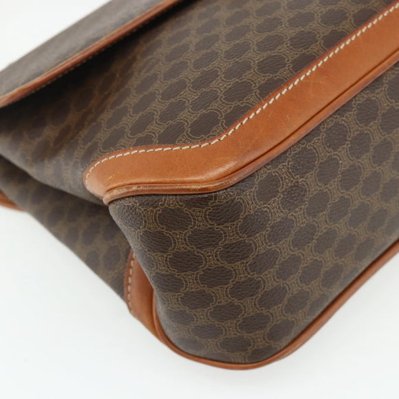 CELINE Macadam Canvas Hand Bag PVC Leather Gold Brown Auth 179062