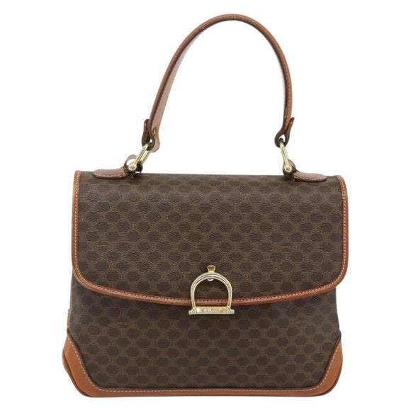 CELINE Macadam Canvas Hand Bag PVC Leather Gold Brown Auth 179062