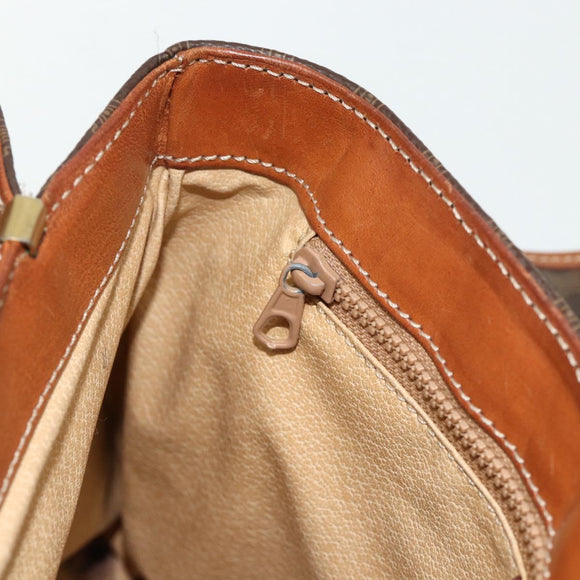 CELINE Macadam Canvas Hand Bag PVC Leather Gold Brown Auth 179062