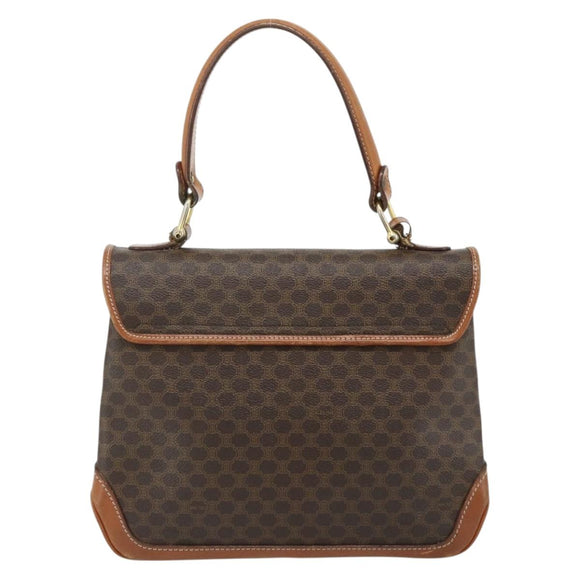 CELINE Macadam Canvas Hand Bag PVC Leather Gold Brown Auth 179062