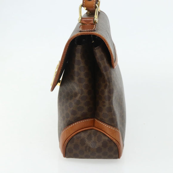 CELINE Macadam Canvas Hand Bag PVC Leather Gold Brown Auth 179062