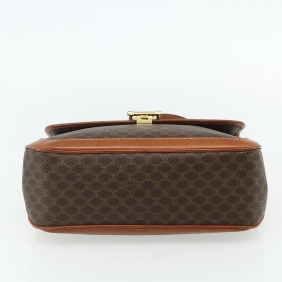 CELINE Macadam Canvas Hand Bag PVC Leather Gold Brown Auth 179062