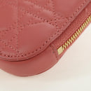 Christian Dior Cannage Chain Phone Pouch Bag Lamb Skin Pink Gold Auth 179066M-16