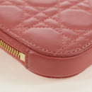 Christian Dior Cannage Chain Phone Pouch Bag Lamb Skin Pink Gold Auth 179066M-17
