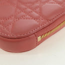 Christian Dior Cannage Chain Phone Pouch Bag Lamb Skin Pink Gold Auth 179066M-18