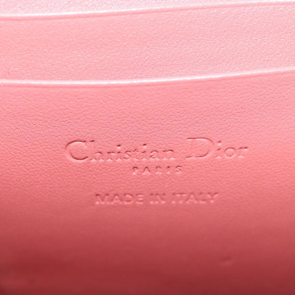 Christian Dior Cannage Chain Phone Pouch Bag Lamb Skin Pink Gold Auth 179066M