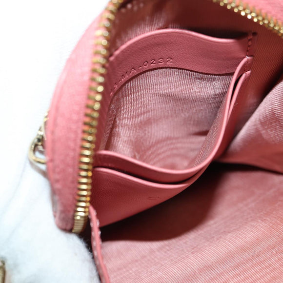 Christian Dior Cannage Chain Phone Pouch Bag Lamb Skin Pink Gold Auth 179066M