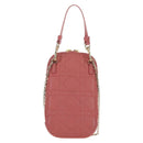 Christian Dior Cannage Chain Phone Pouch Bag Lamb Skin Pink Gold Auth 179066M-2