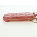 Christian Dior Cannage Chain Phone Pouch Bag Lamb Skin Pink Gold Auth 179066M-4