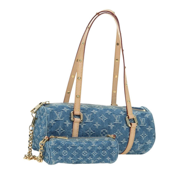 LOUIS VUITTON Monogram Denim Papillon MM Hand Bag Blue M46830 LV Auth 179081SM