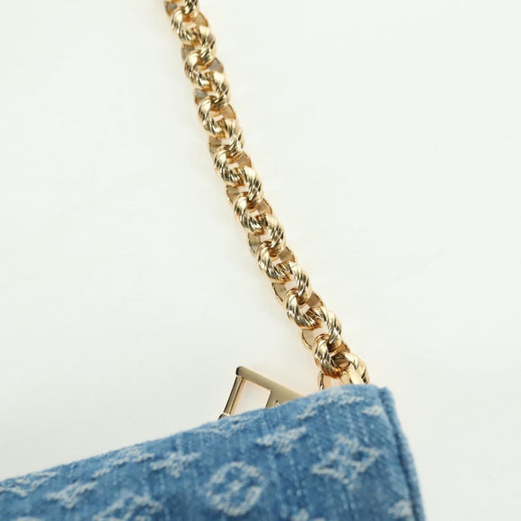 LOUIS VUITTON Monogram Denim Papillon MM Hand Bag Blue M46830 LV Auth 179081SM