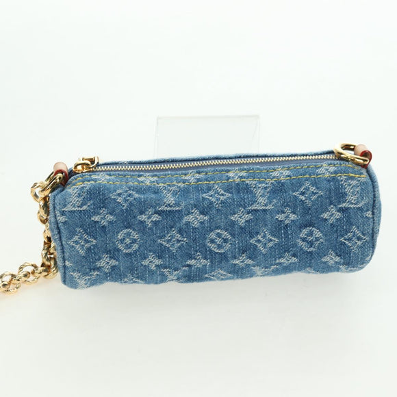 LOUIS VUITTON Monogram Denim Papillon MM Hand Bag Blue M46830 LV Auth 179081SM