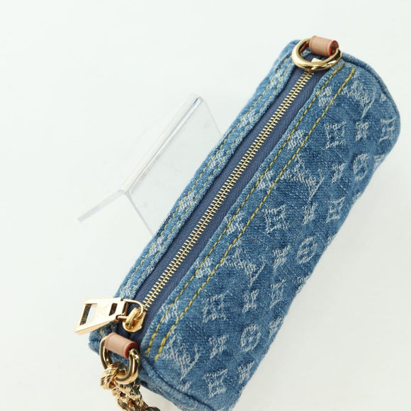 LOUIS VUITTON Monogram Denim Papillon MM Hand Bag Blue M46830 LV Auth 179081SM