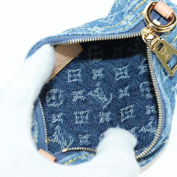 LOUIS VUITTON Monogram Denim Papillon MM Hand Bag Blue M46830 LV Auth 179081SM