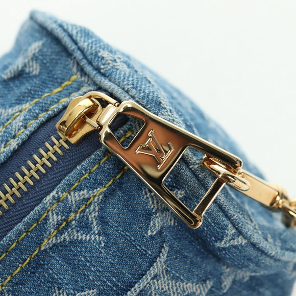 LOUIS VUITTON Monogram Denim Papillon MM Hand Bag Blue M46830 LV Auth 179081SM