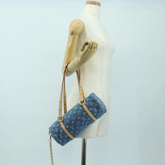 LOUIS VUITTON Monogram Denim Papillon MM Hand Bag Blue M46830 LV Auth 179081SM