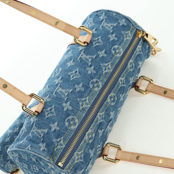 LOUIS VUITTON Monogram Denim Papillon MM Hand Bag Blue M46830 LV Auth 179081SM