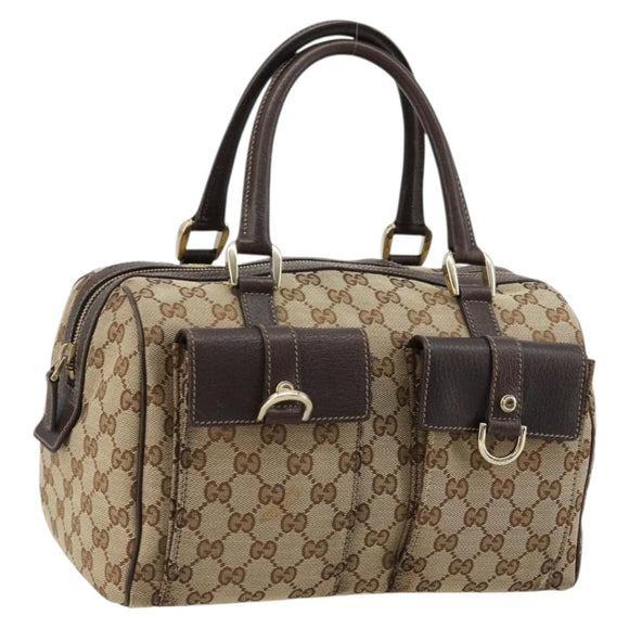 GUCCI GG Canvas Abbey Hand Bag Beige Gold 153026 Auth 179083