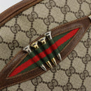 GUCCI GG Supreme Web Sherry Line Shoulder Bag PVC Beige Gold Red Auth 179084-18